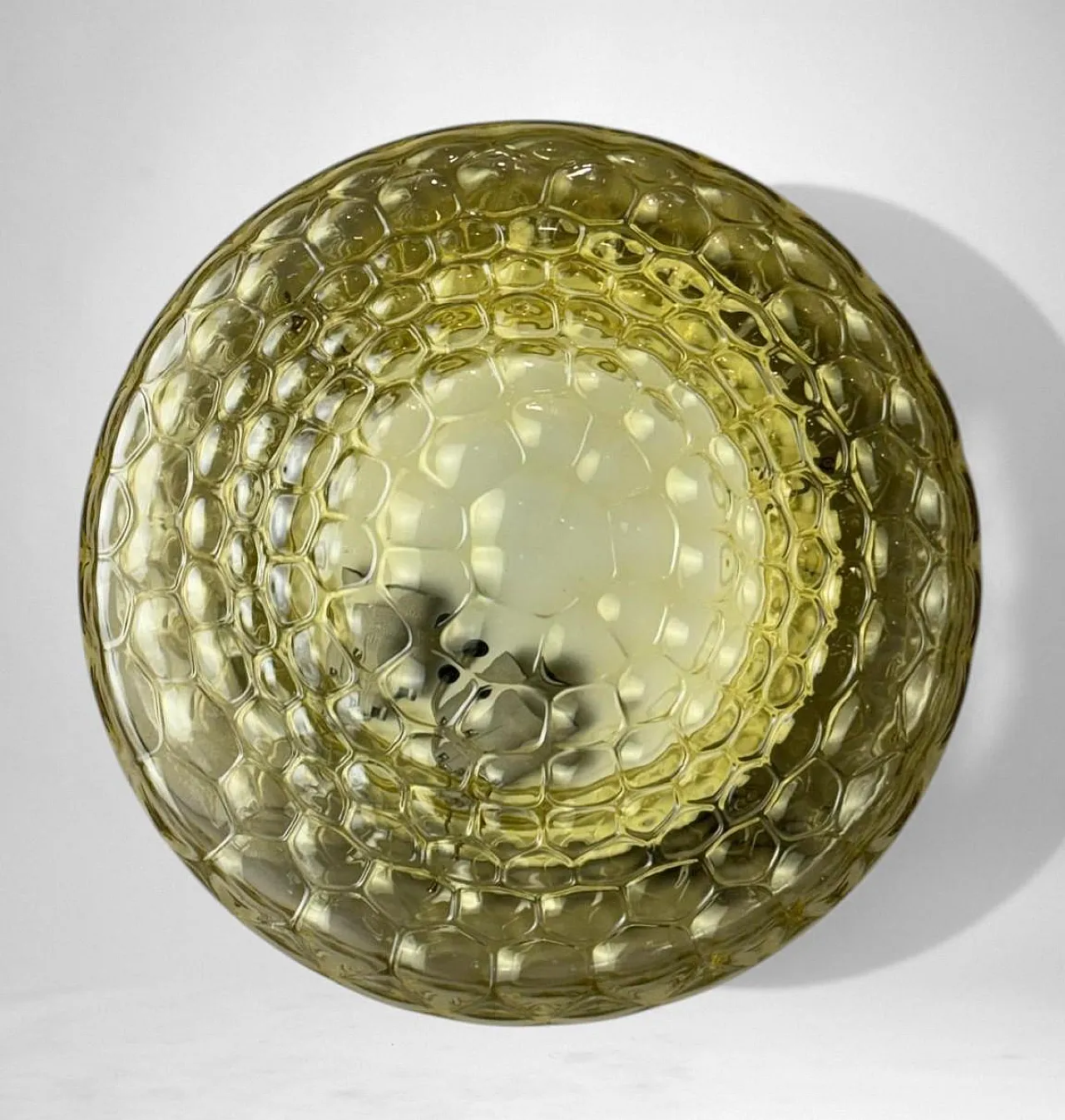 Lampada da soffitto in vetro a bolle d'aria ambrato di Murano, '900 6