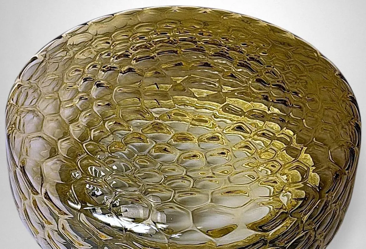 Lampada da soffitto in vetro a bolle d'aria ambrato di Murano, '900 8