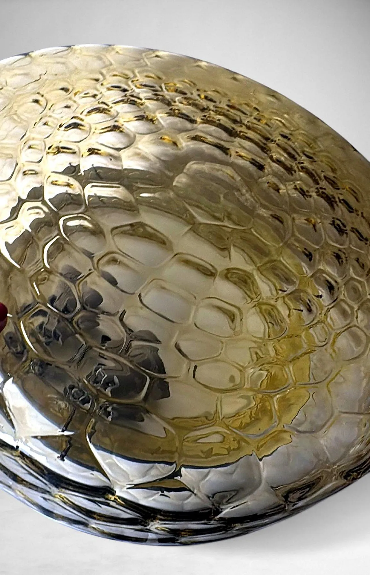 Lampada da soffitto in vetro a bolle d'aria ambrato di Murano, '900 10