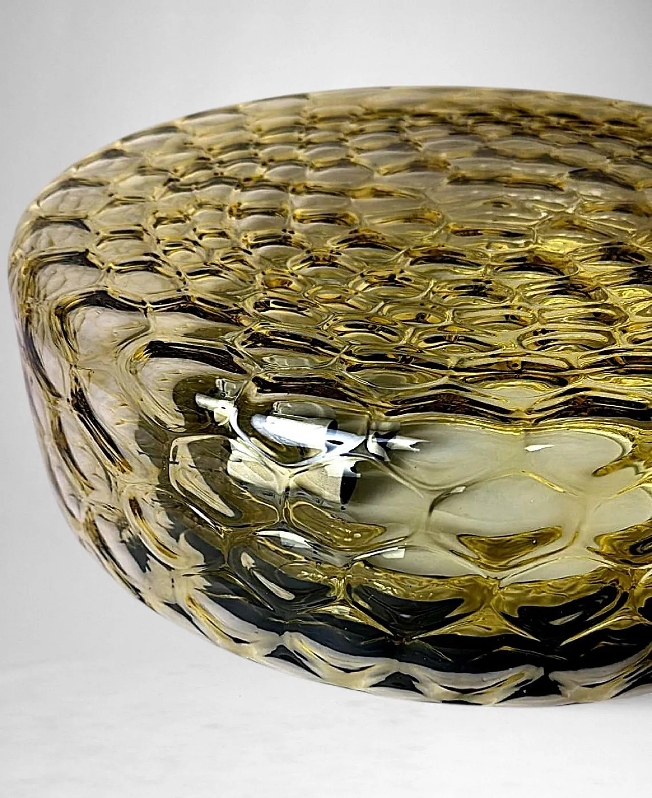 Lampada da soffitto in vetro a bolle d'aria ambrato di Murano, '900 11