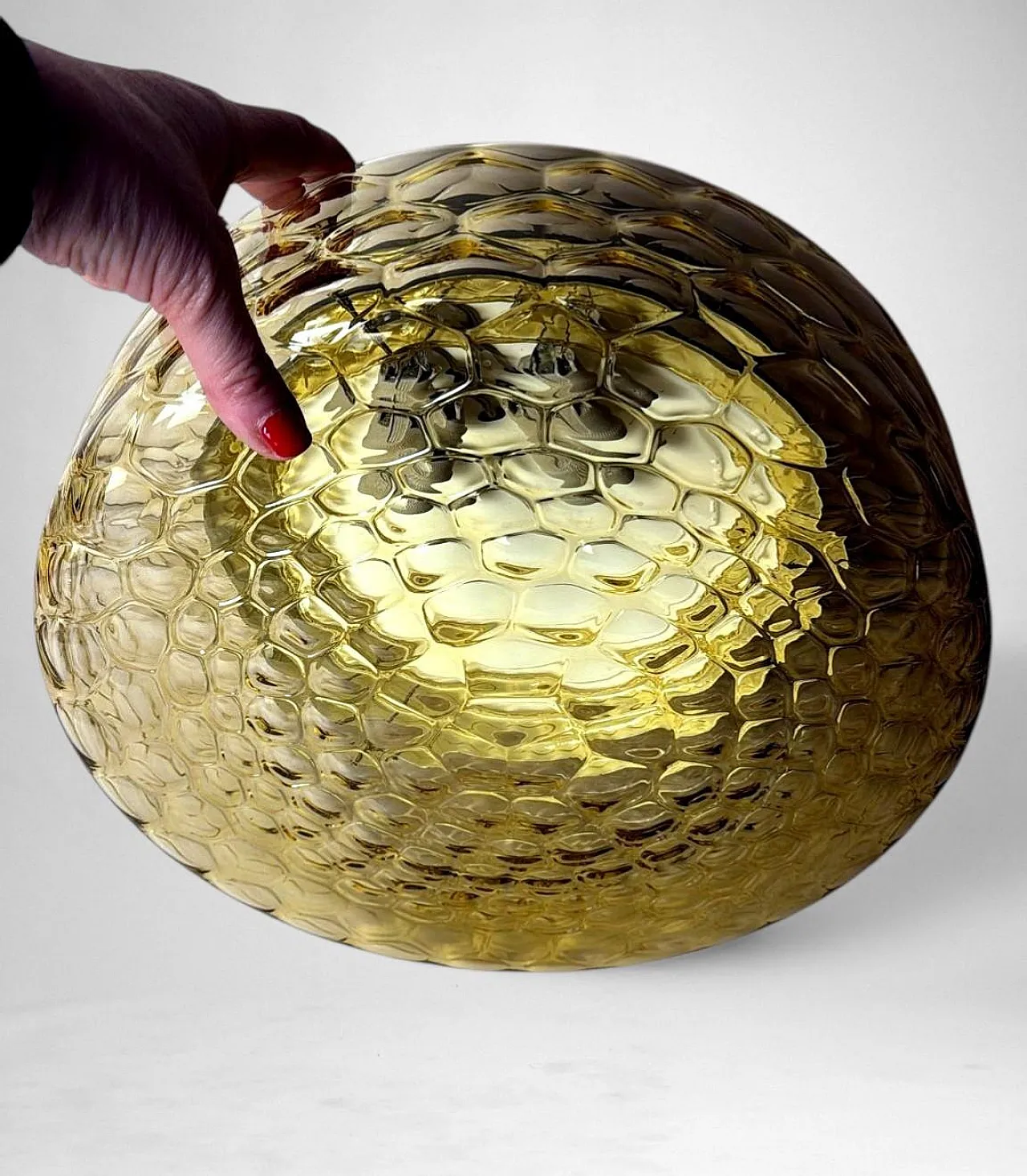 Lampada da soffitto in vetro a bolle d'aria ambrato di Murano, '900 12