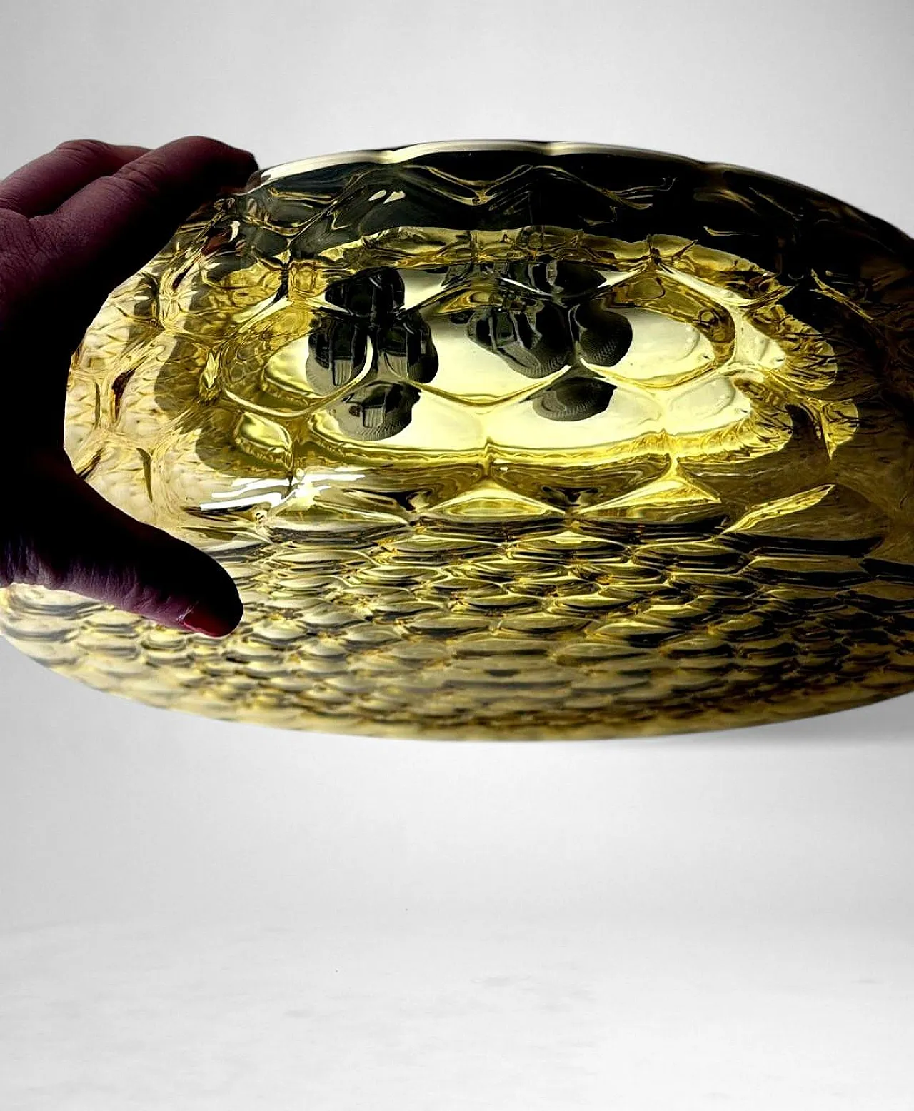 Lampada da soffitto in vetro a bolle d'aria ambrato di Murano, '900 13