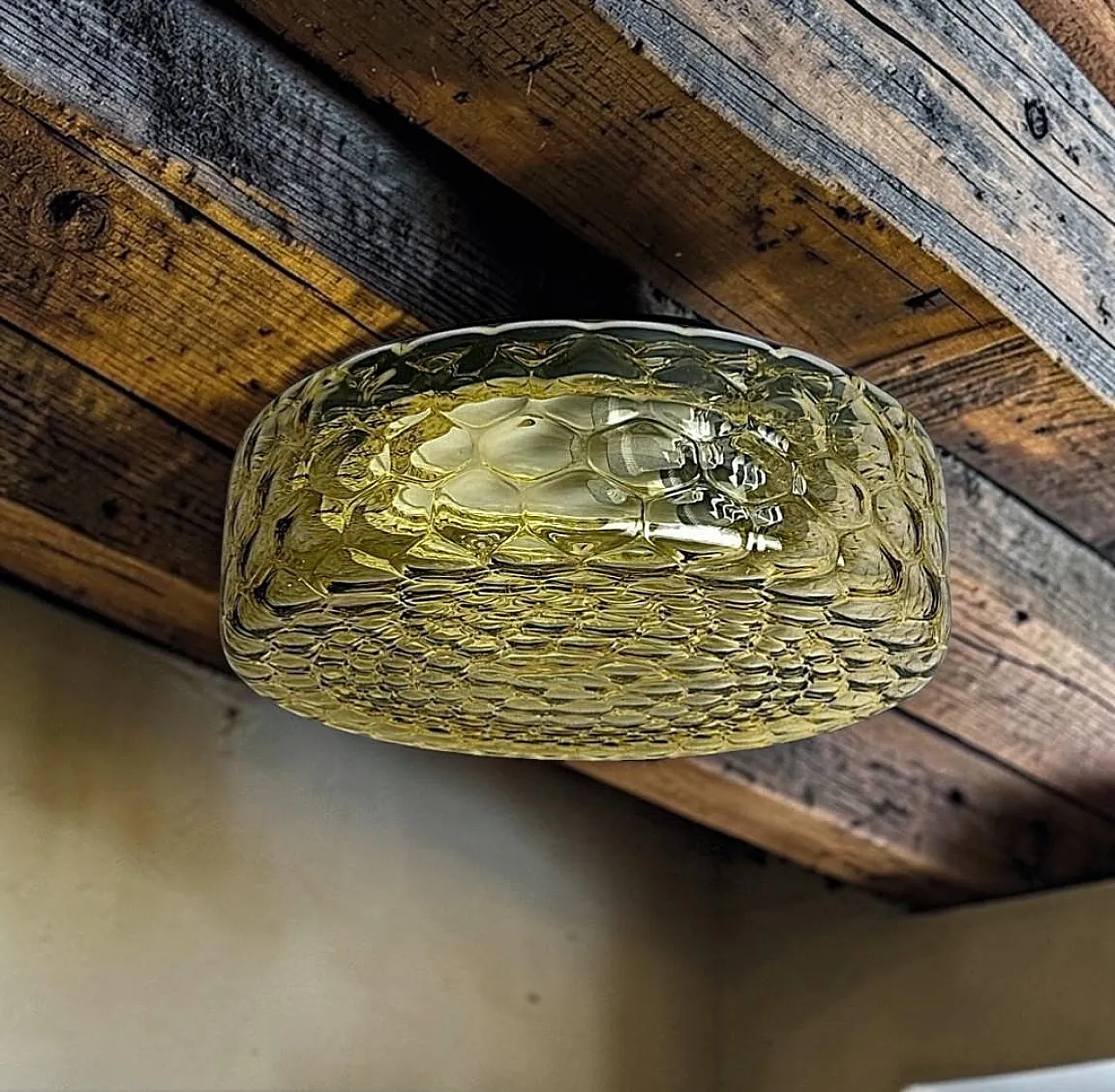 Lampada da soffitto in vetro a bolle d'aria ambrato di Murano, '900 18