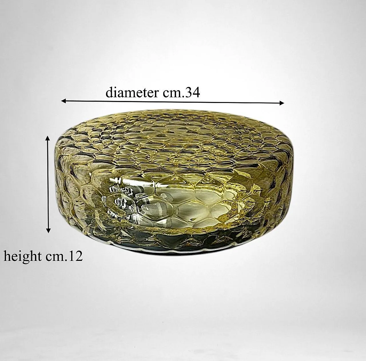 Lampada da soffitto in vetro a bolle d'aria ambrato di Murano, '900 19