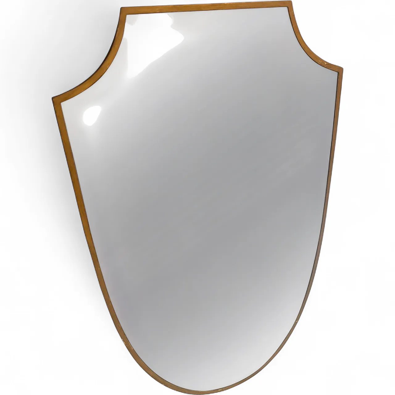 Specchio da parete con scudo d'ottone di Gio Ponti, anni '50 15