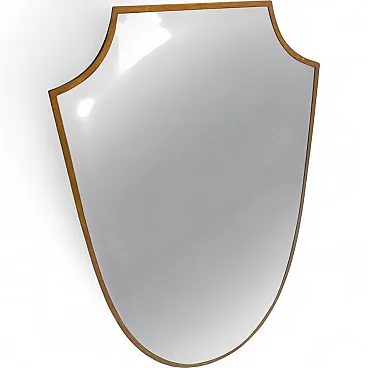 Mid-Century Modern brass shield wall mirror by Gio Ponti, 1950s