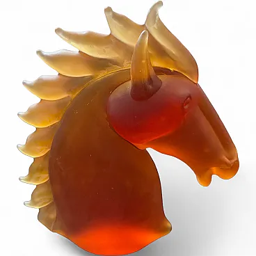 Modern heavy Murano glass sculpture of an horse head, 1990s