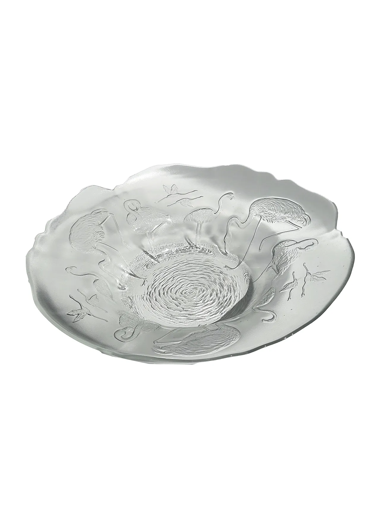 Glass Fruit Bowl with Flamingos by Walther Glas Germany - 1980s 1