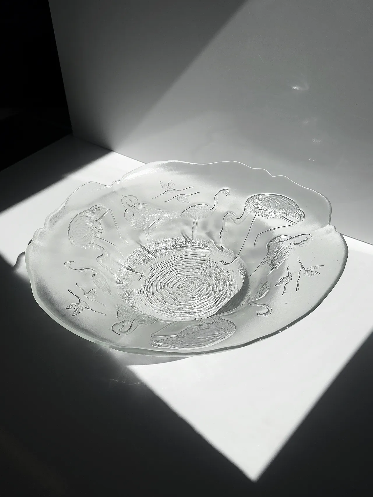 Glass Fruit Bowl with Flamingos by Walther Glas Germany - 1980s 6