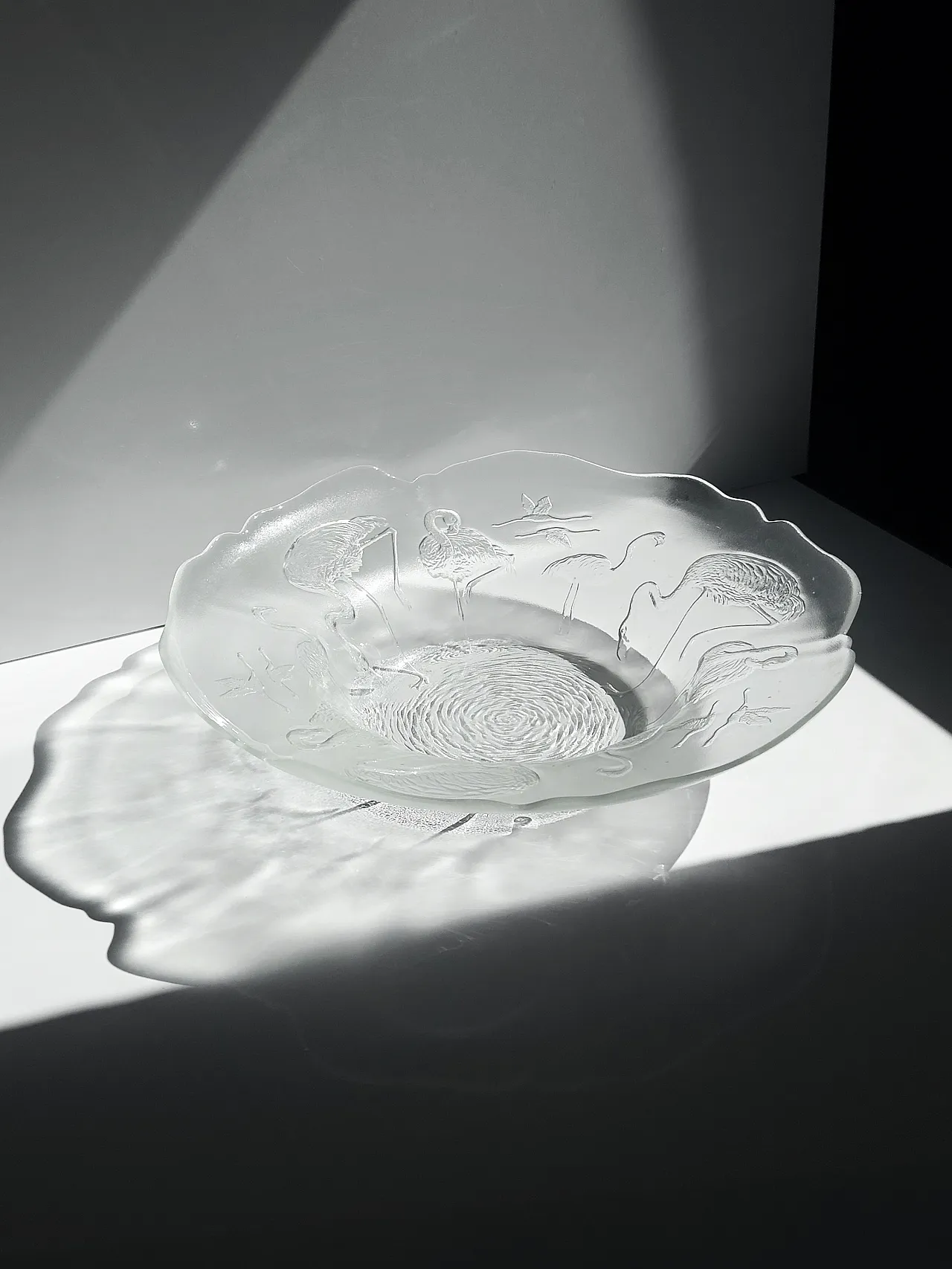 Glass Fruit Bowl with Flamingos by Walther Glas Germany - 1980s 10