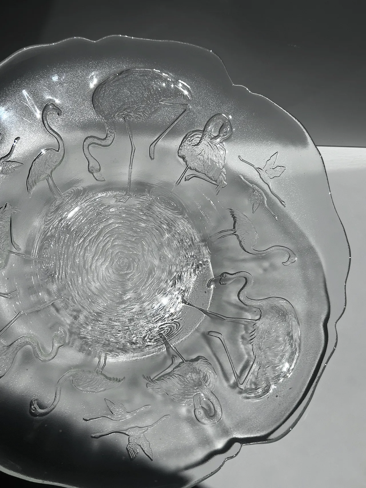 Glass Fruit Bowl with Flamingos by Walther Glas Germany - 1980s 11