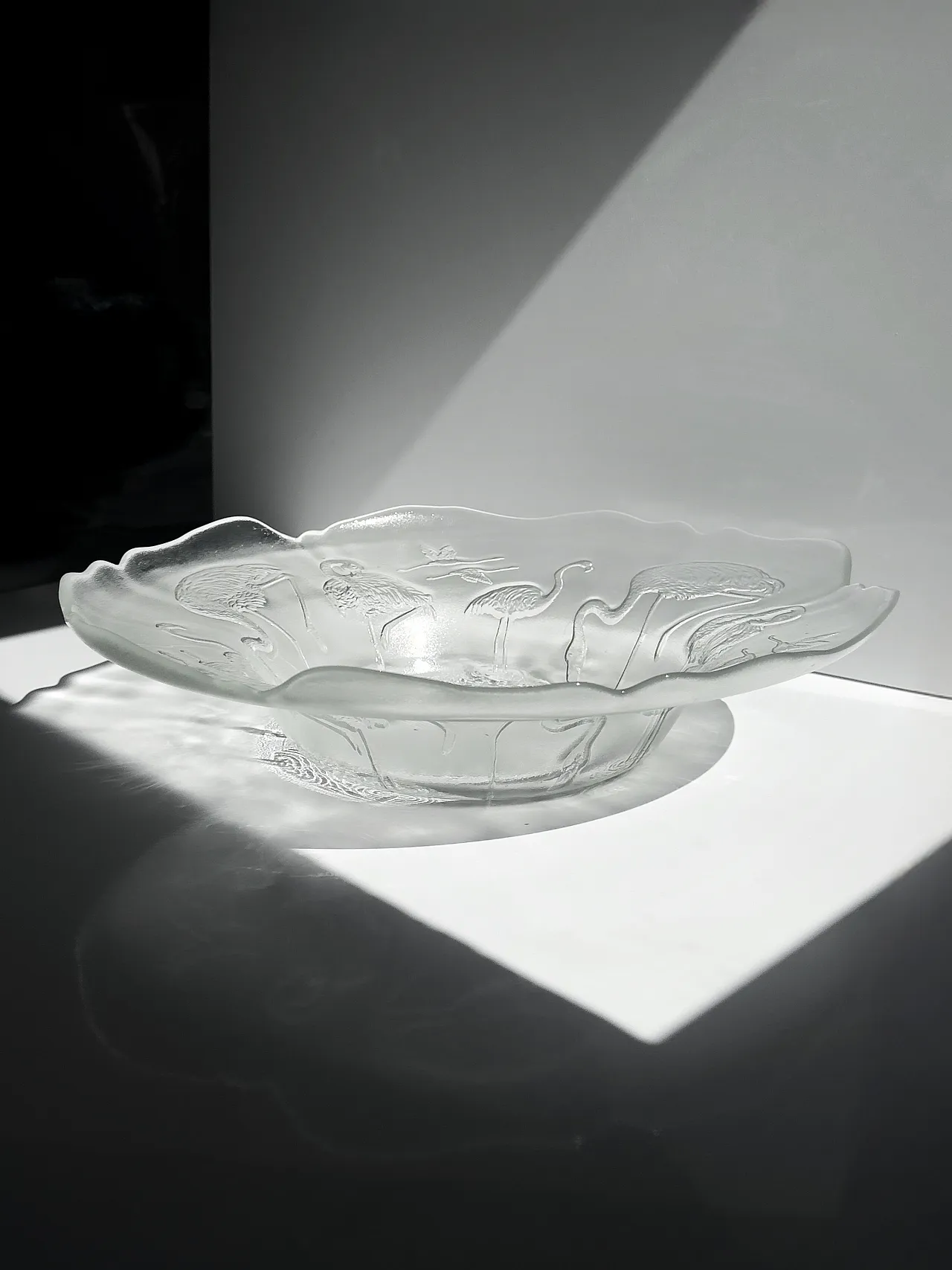 Glass Fruit Bowl with Flamingos by Walther Glas Germany - 1980s 13