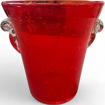 Modern red Murano glass wine cooler, hand-crafted, 1970s