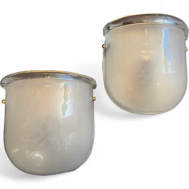 Barovier style Murano glass and brass wall sconces, 1990s