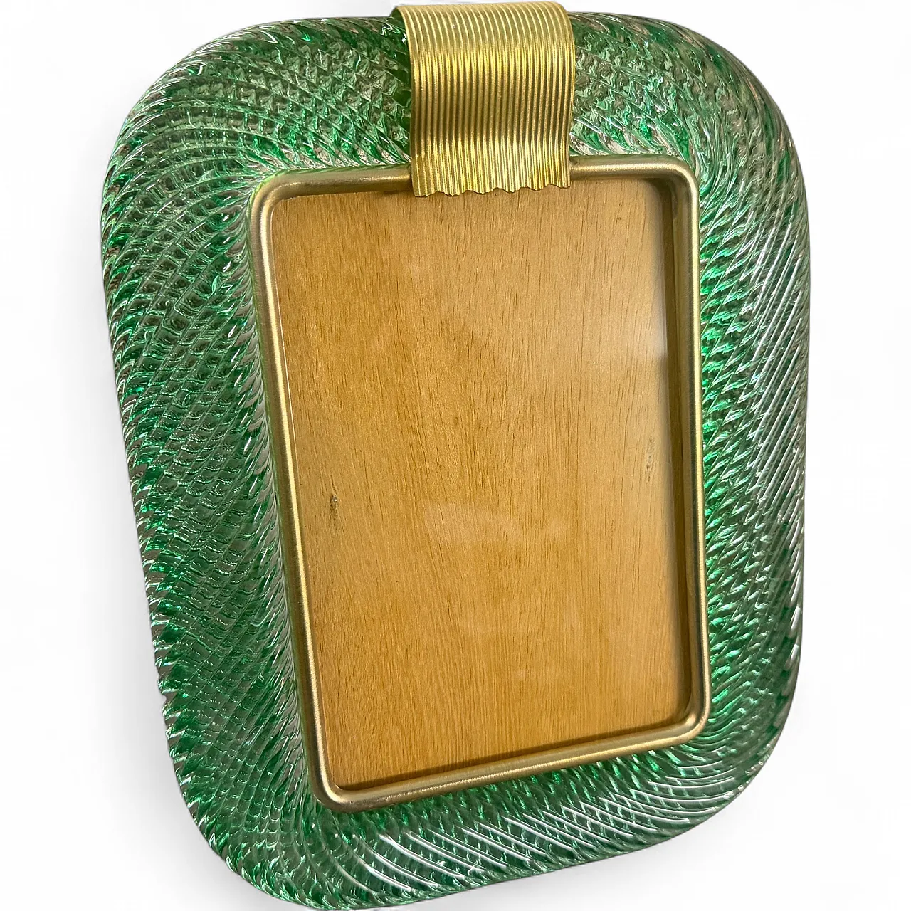 Barovier style Art deco green Murano glass picture frame, 1990s 15