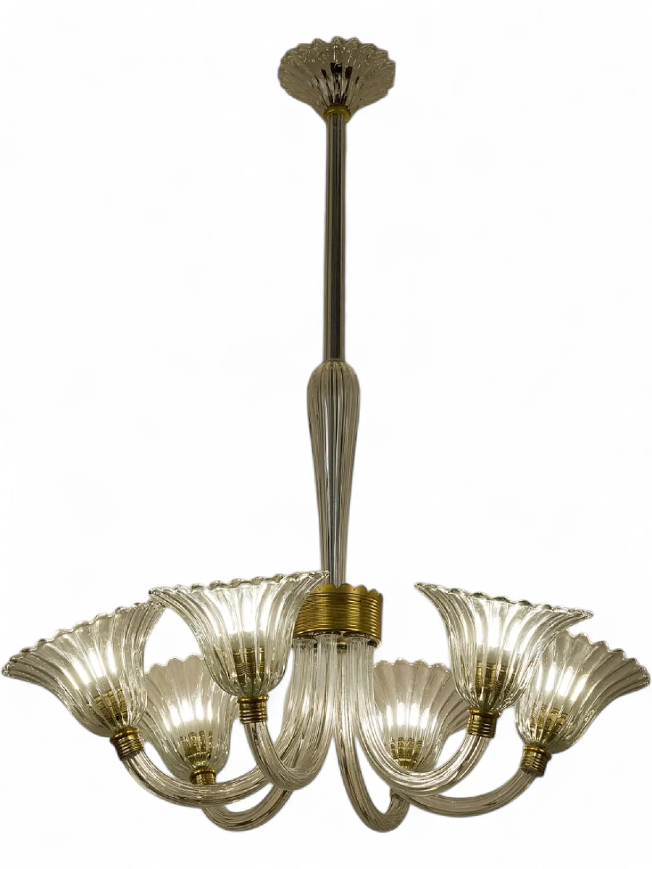 Lampadario in vetro di Murano attribuito a Barovier & Toso, anni '30 13