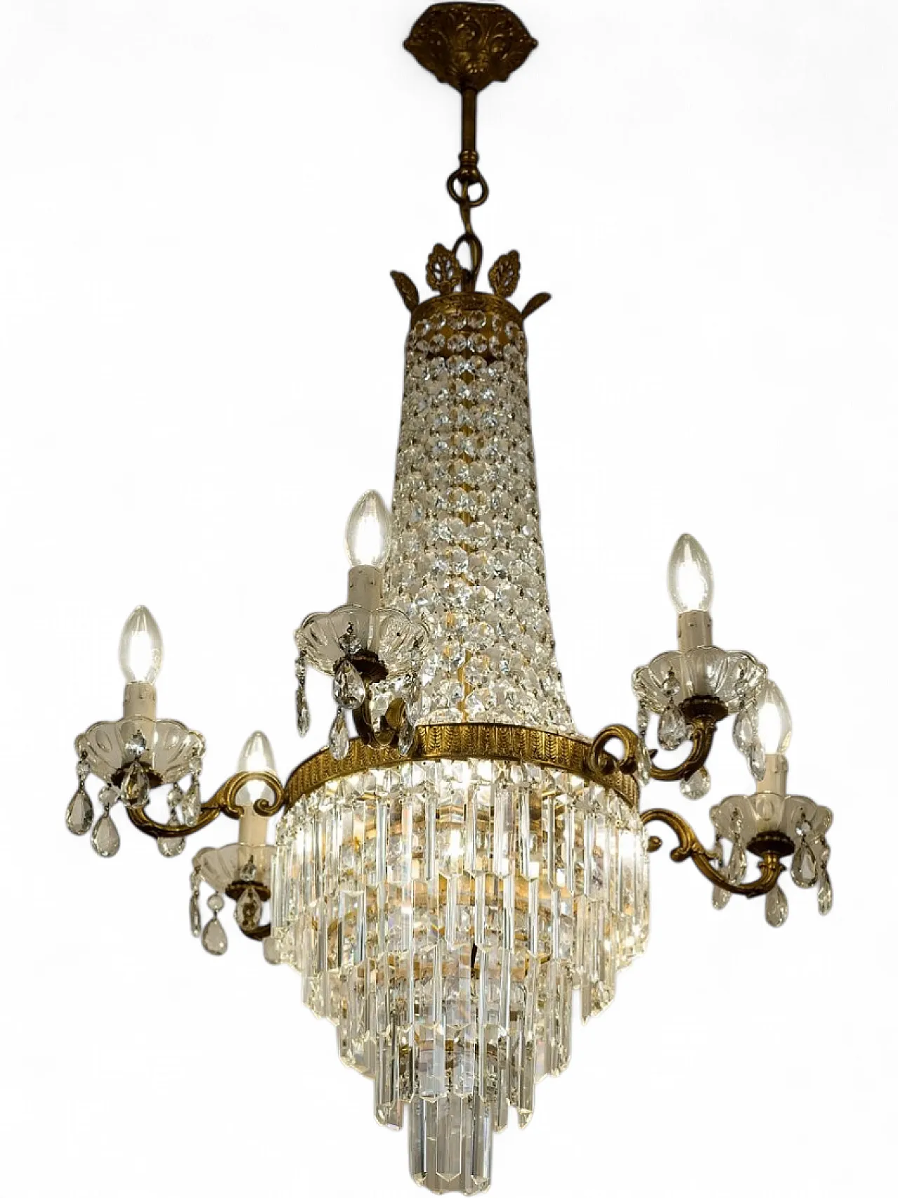Lampadario in stile Impero in cristallo molato, anni '50 13