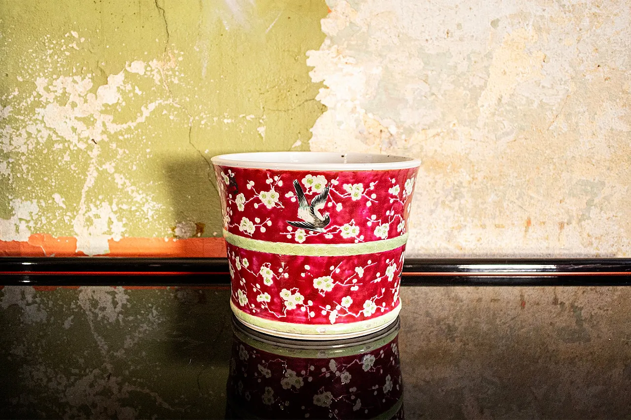 Vaso  in porcellana con uccelli e prunus, '800 1