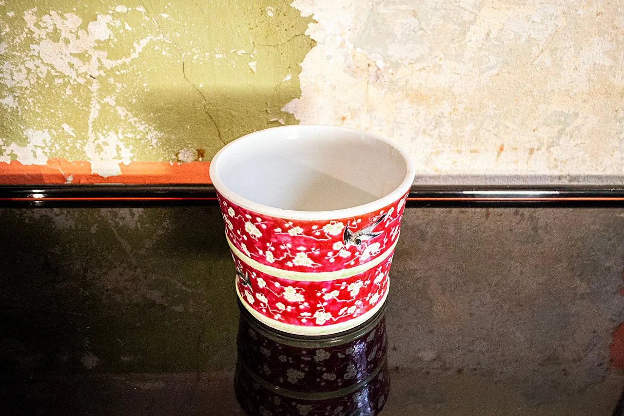 Vaso  in porcellana con uccelli e prunus, '800 2