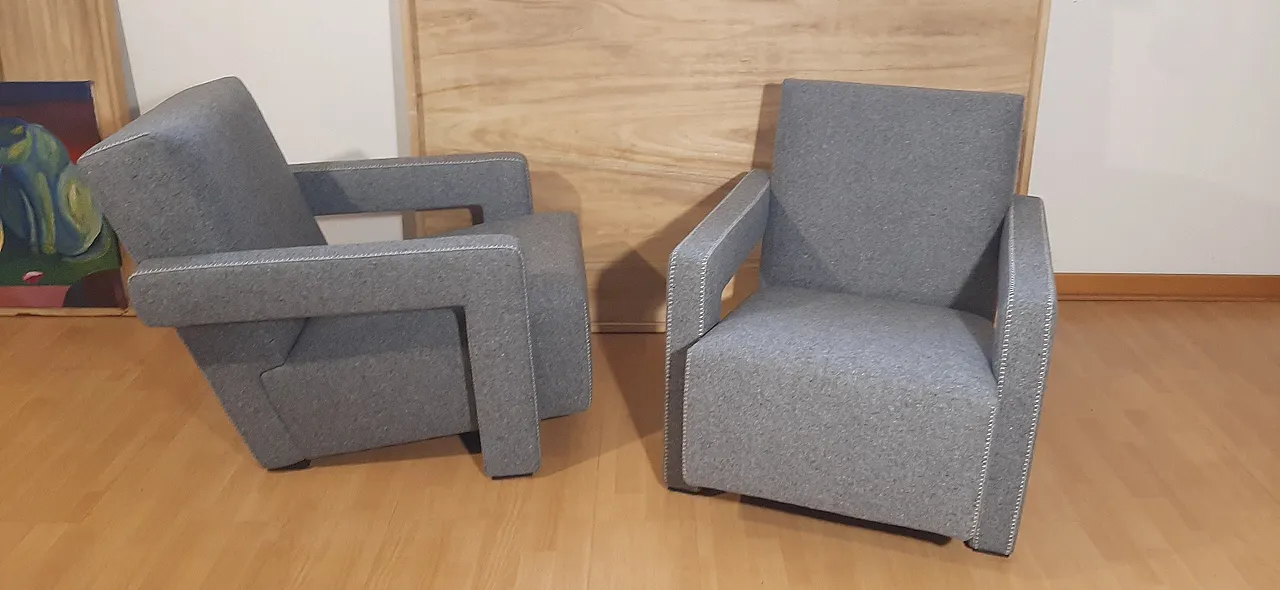 Poltrone 637 Utrecht di Cassina n Lana pettinata Grigio, anni 2000 2