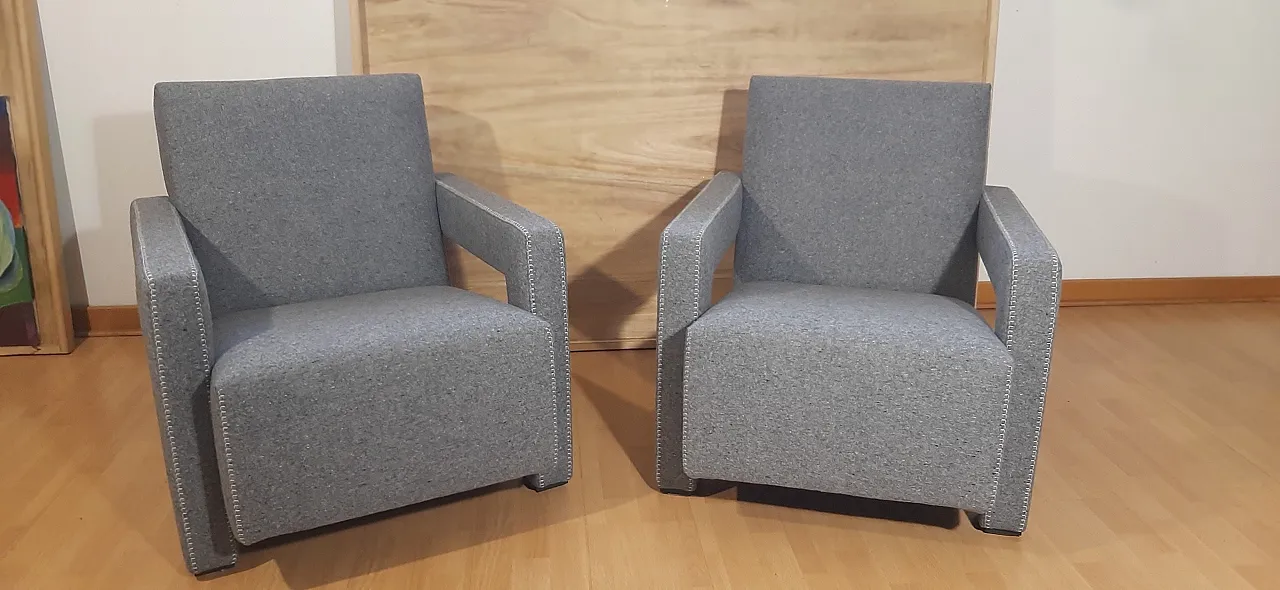 Poltrone 637 Utrecht di Cassina n Lana pettinata Grigio, anni 2000 3