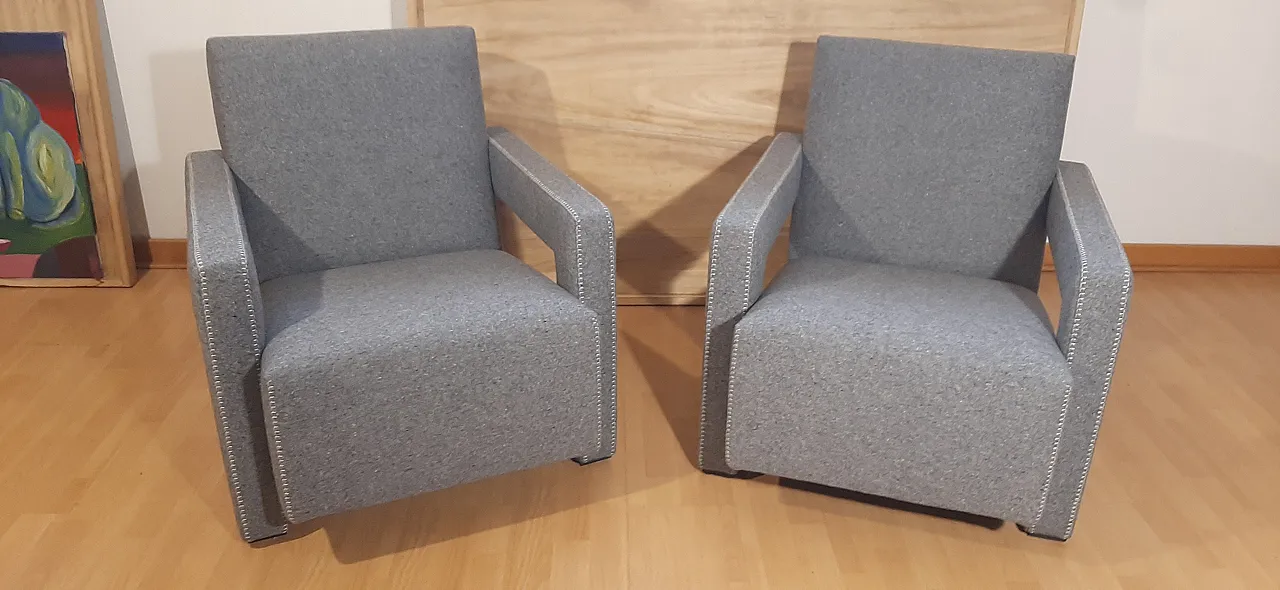 Poltrone 637 Utrecht di Cassina n Lana pettinata Grigio, anni 2000 4