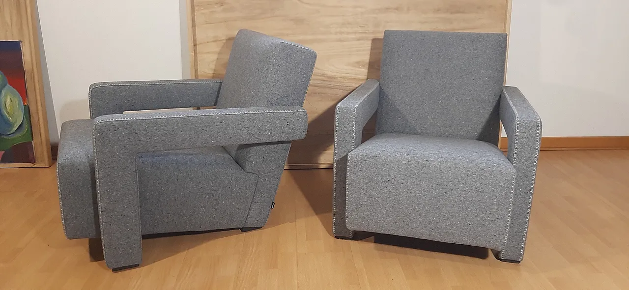 Poltrone 637 Utrecht di Cassina n Lana pettinata Grigio, anni 2000 8