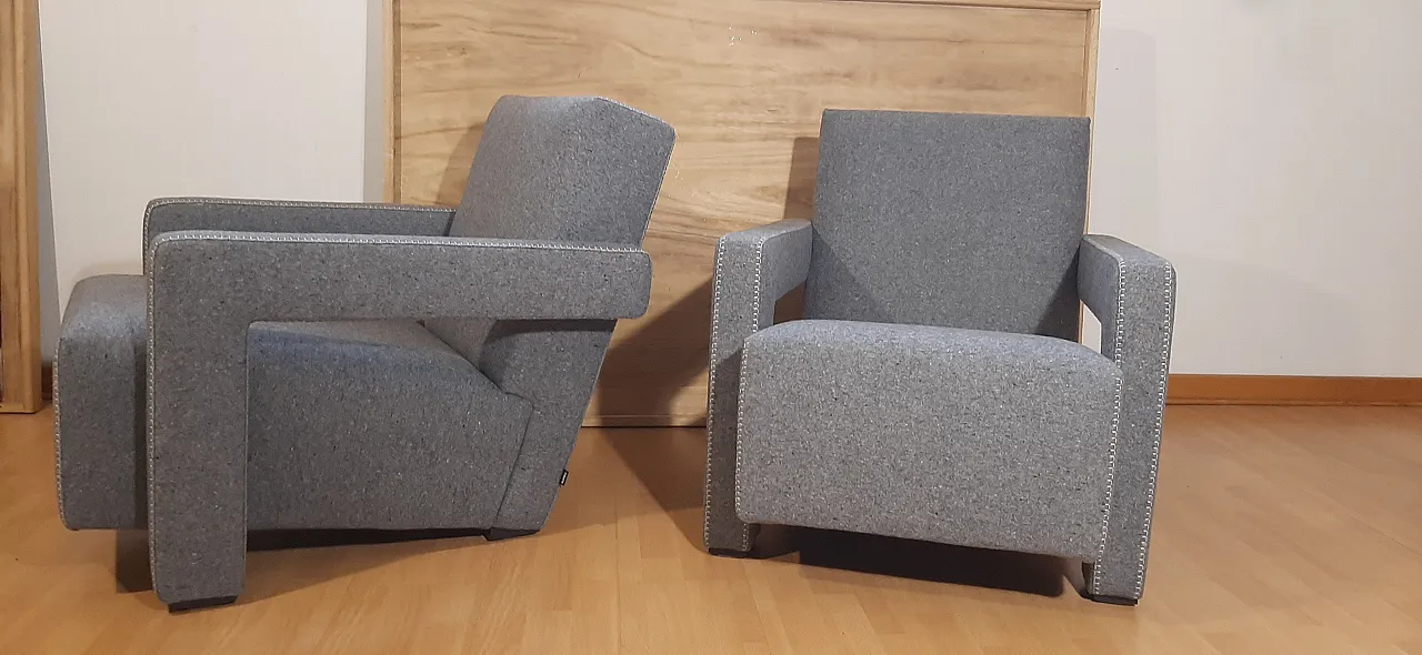 Poltrone 637 Utrecht di Cassina n Lana pettinata Grigio, anni 2000 9