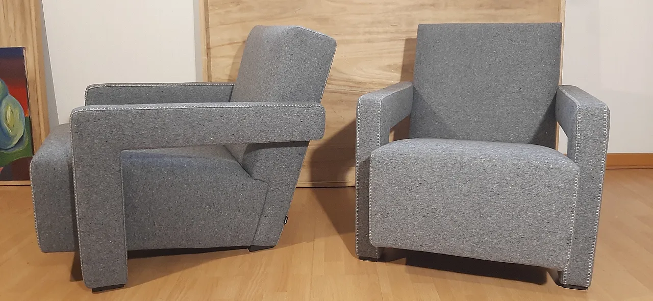 Poltrone 637 Utrecht di Cassina n Lana pettinata Grigio, anni 2000 20