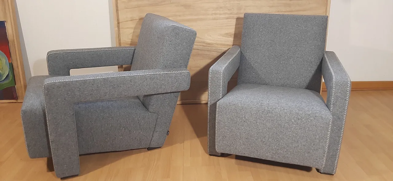 Poltrone 637 Utrecht di Cassina n Lana pettinata Grigio, anni 2000 21