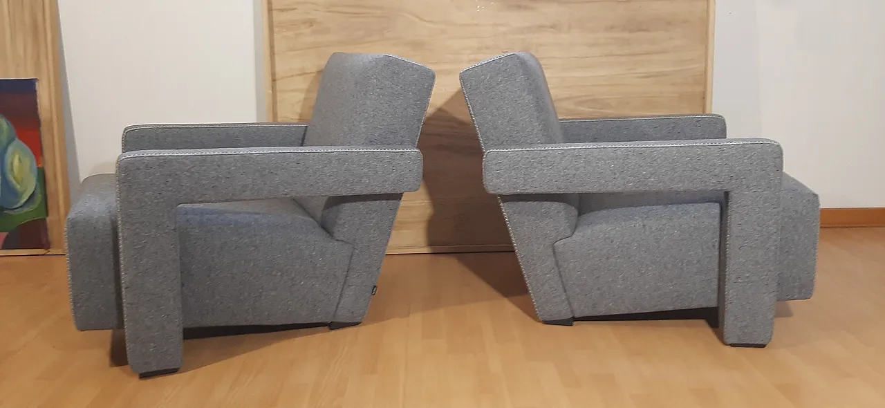 Poltrone 637 Utrecht di Cassina n Lana pettinata Grigio, anni 2000 29
