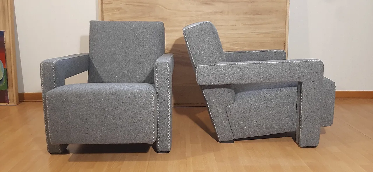 Poltrone 637 Utrecht di Cassina n Lana pettinata Grigio, anni 2000 33