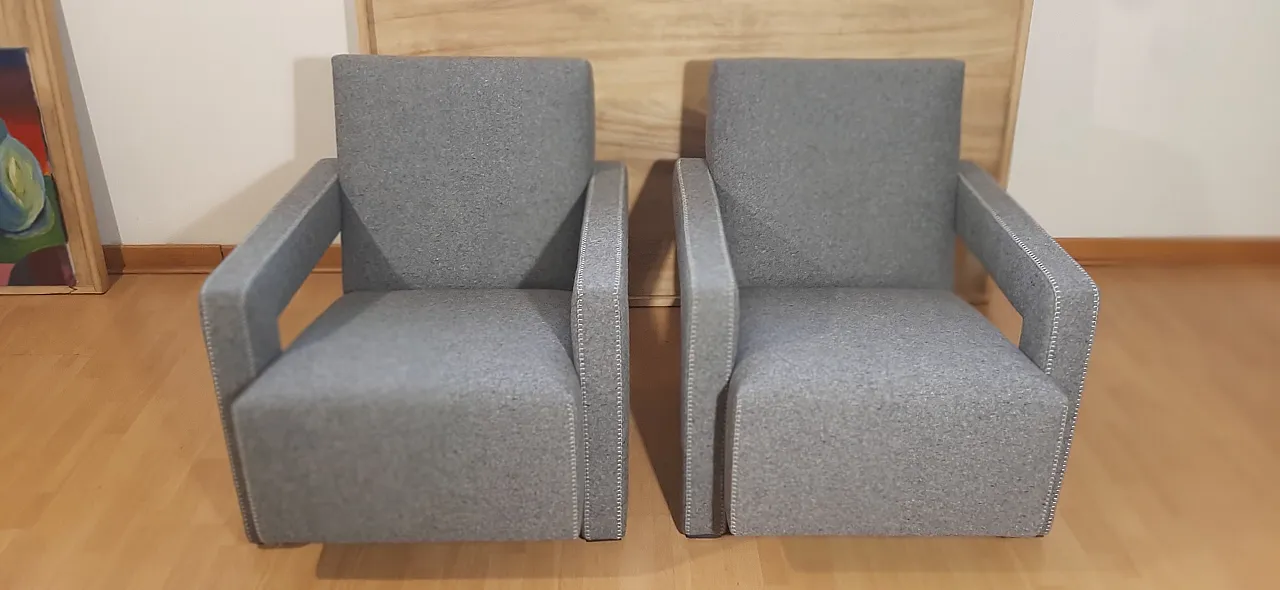 Poltrone 637 Utrecht di Cassina n Lana pettinata Grigio, anni 2000 34