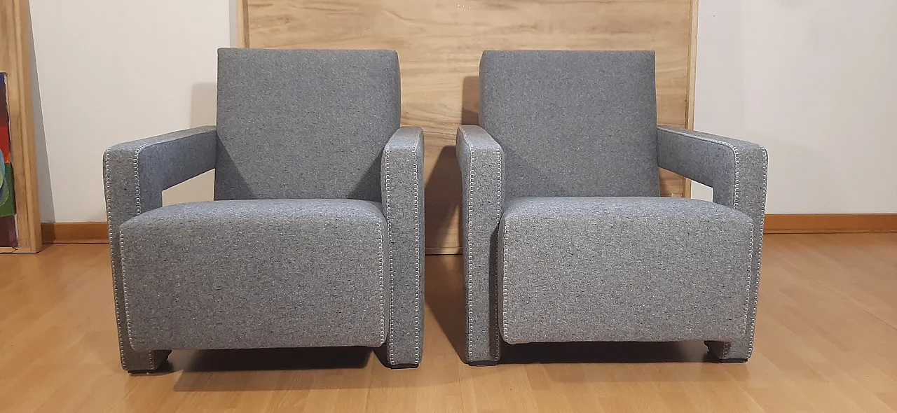 Poltrone 637 Utrecht di Cassina n Lana pettinata Grigio, anni 2000 35