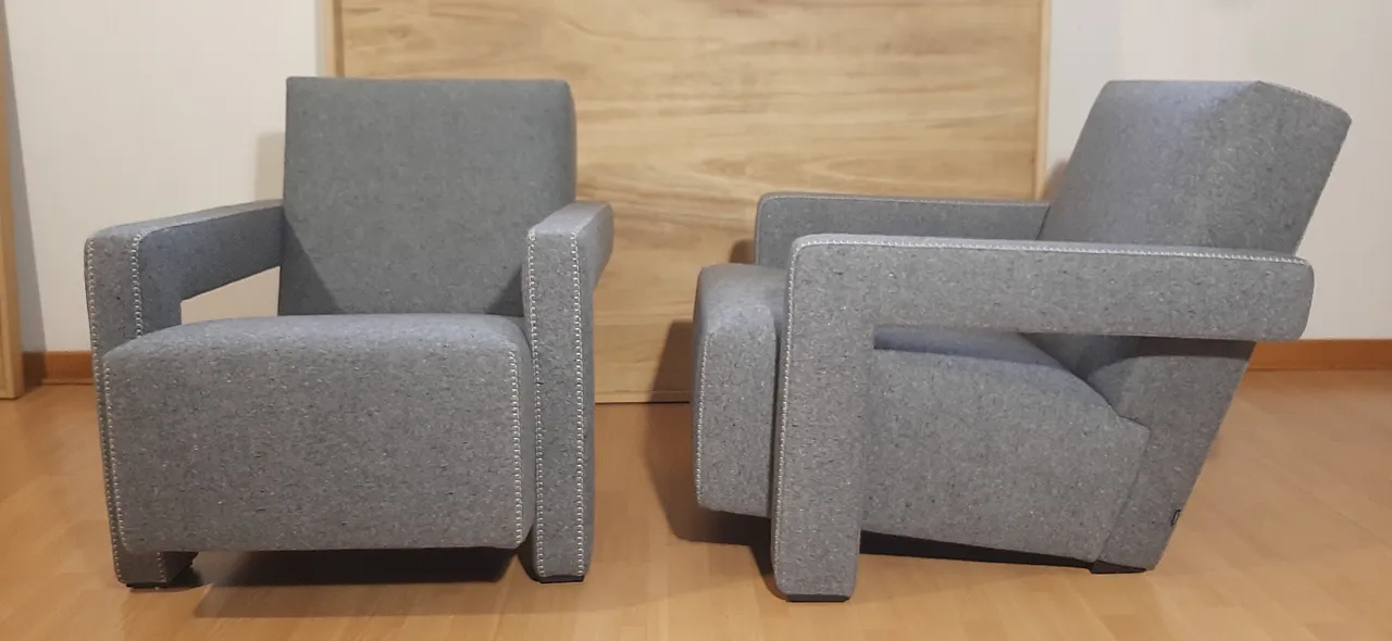 Poltrone 637 Utrecht di Cassina n Lana pettinata Grigio, anni 2000 36