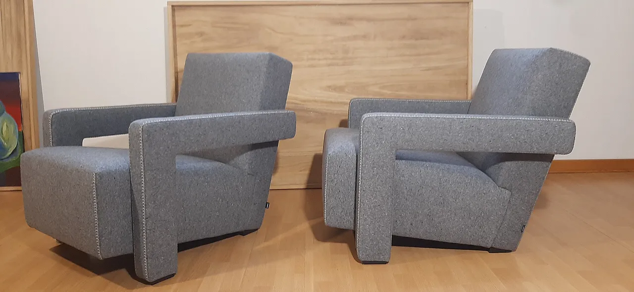 Poltrone 637 Utrecht di Cassina n Lana pettinata Grigio, anni 2000 39