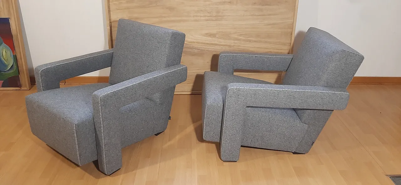 Poltrone 637 Utrecht di Cassina n Lana pettinata Grigio, anni 2000 40