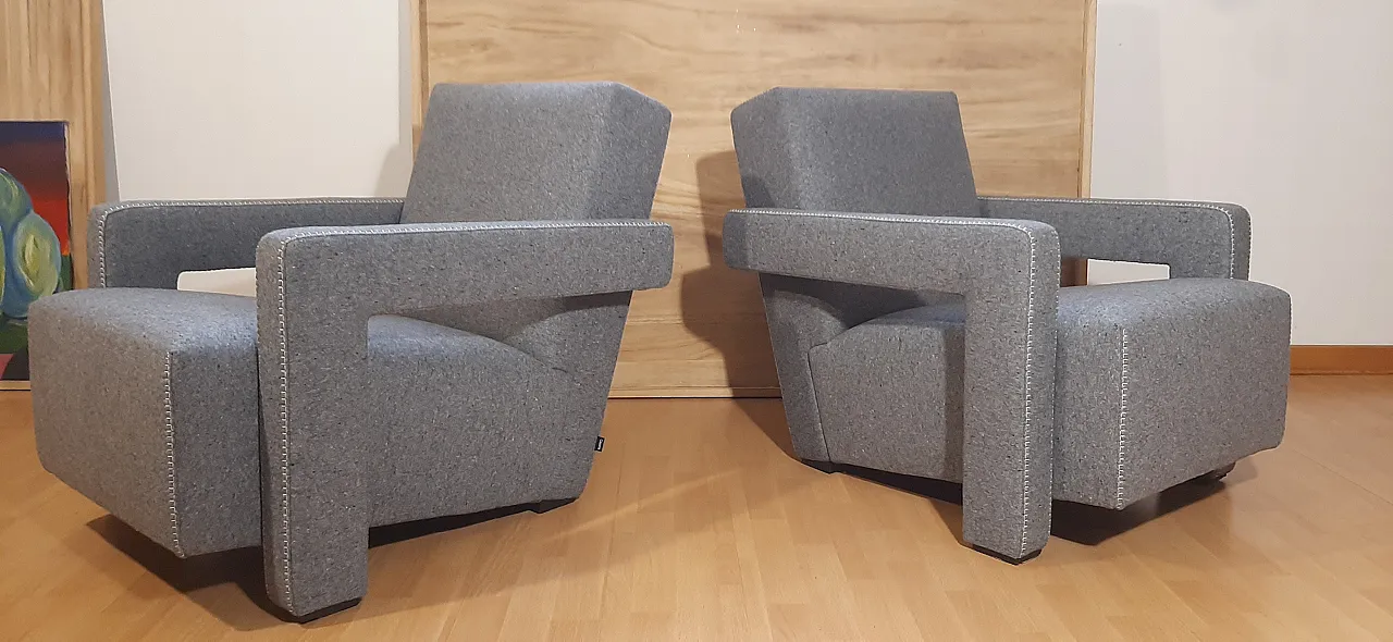Poltrone 637 Utrecht di Cassina n Lana pettinata Grigio, anni 2000 41