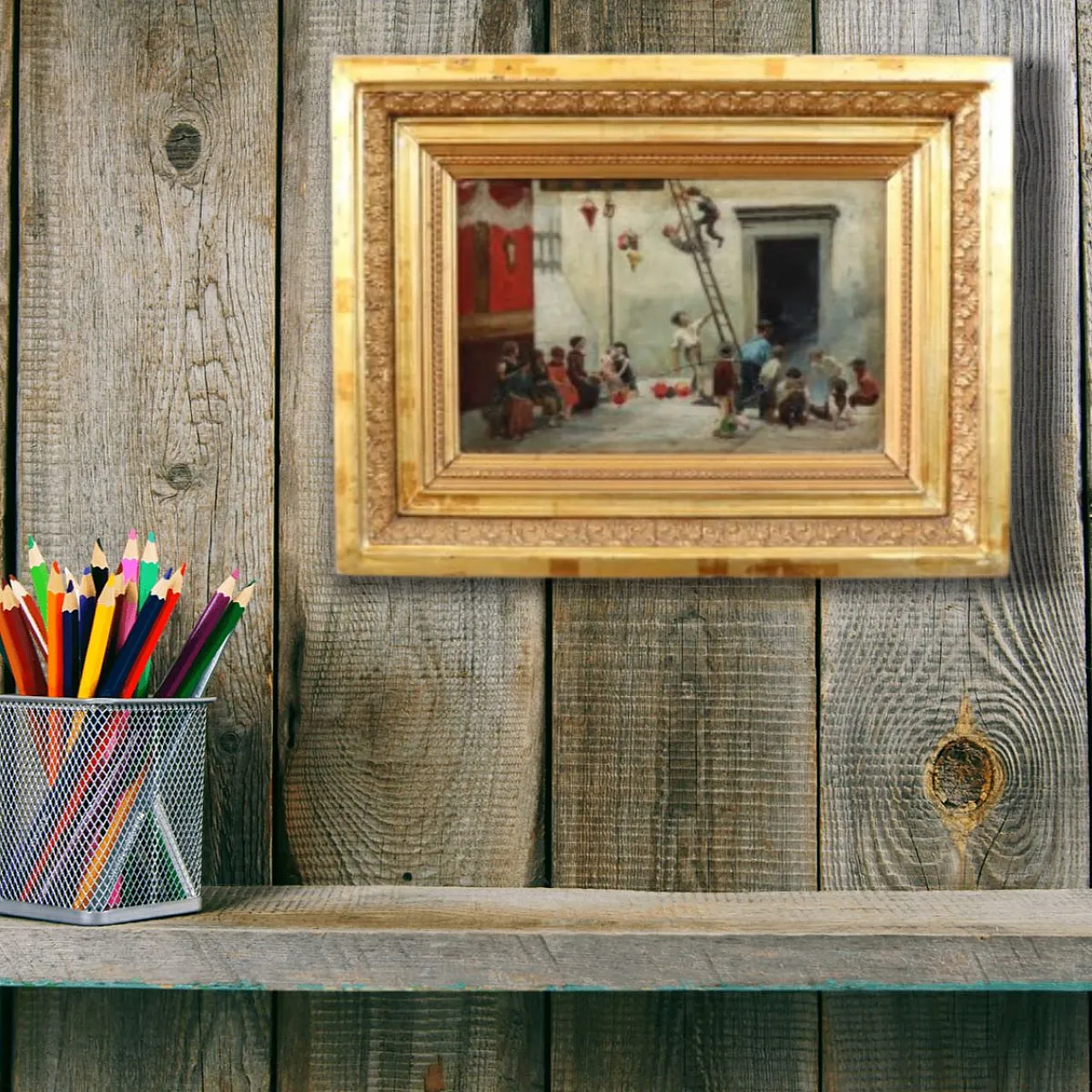 Giochi di bambini olio su tela, '800 2