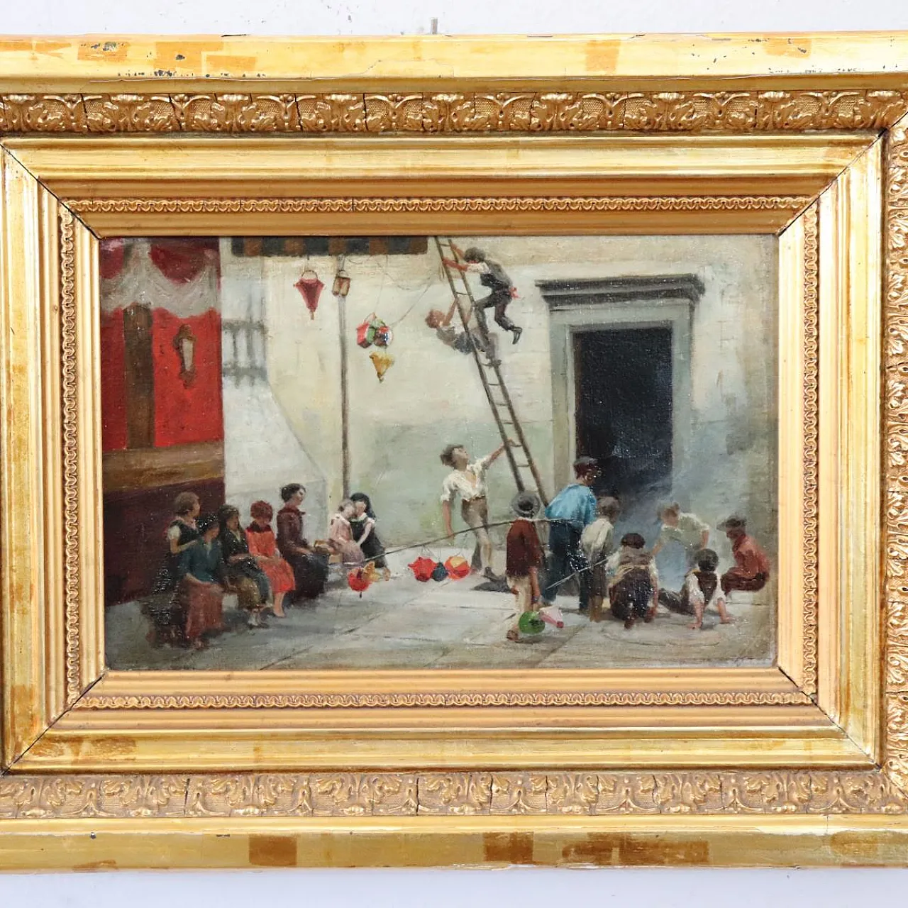 Giochi di bambini olio su tela, '800 3