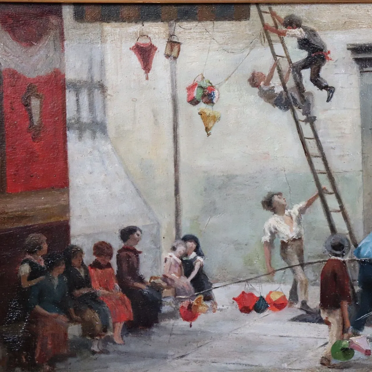 Giochi di bambini olio su tela, '800 5