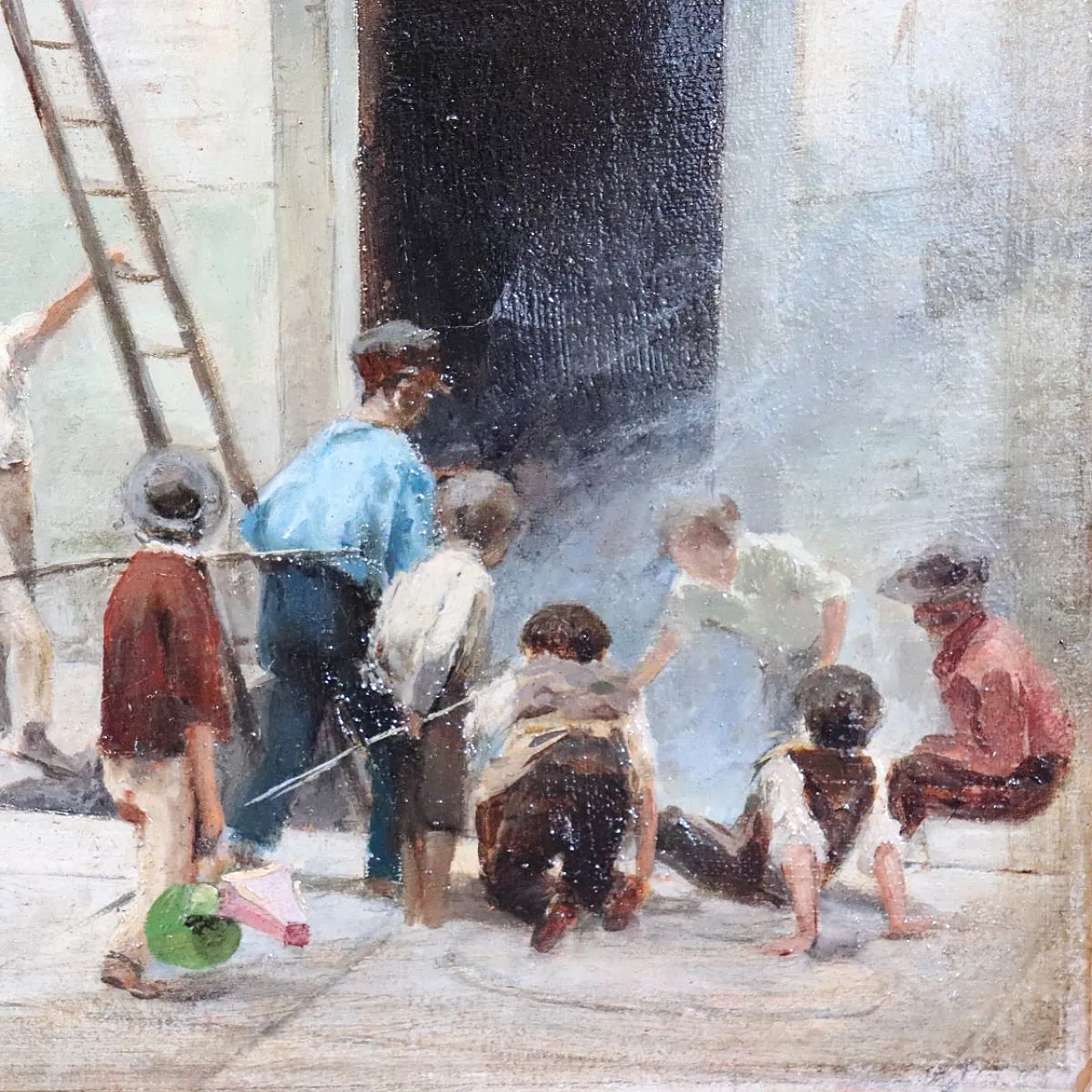 Giochi di bambini olio su tela, '800 8