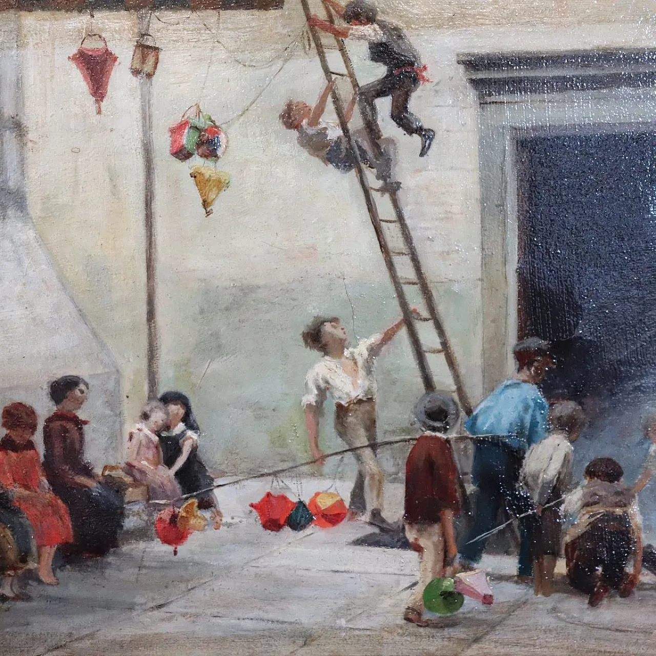 Giochi di bambini olio su tela, '800 10