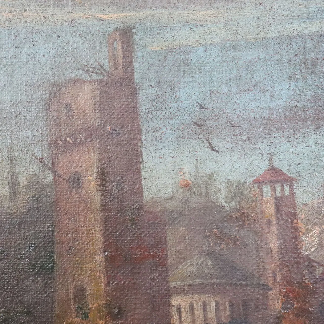 Dipinto olio su tela, paesaggio costiero, '700 10