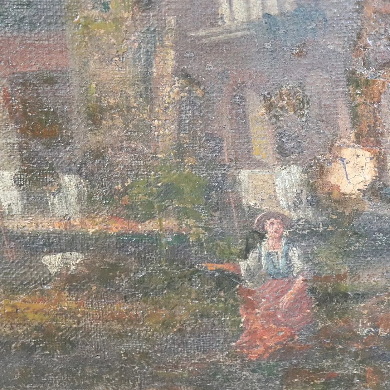 Dipinto olio su tela, paesaggio costiero, '700 11