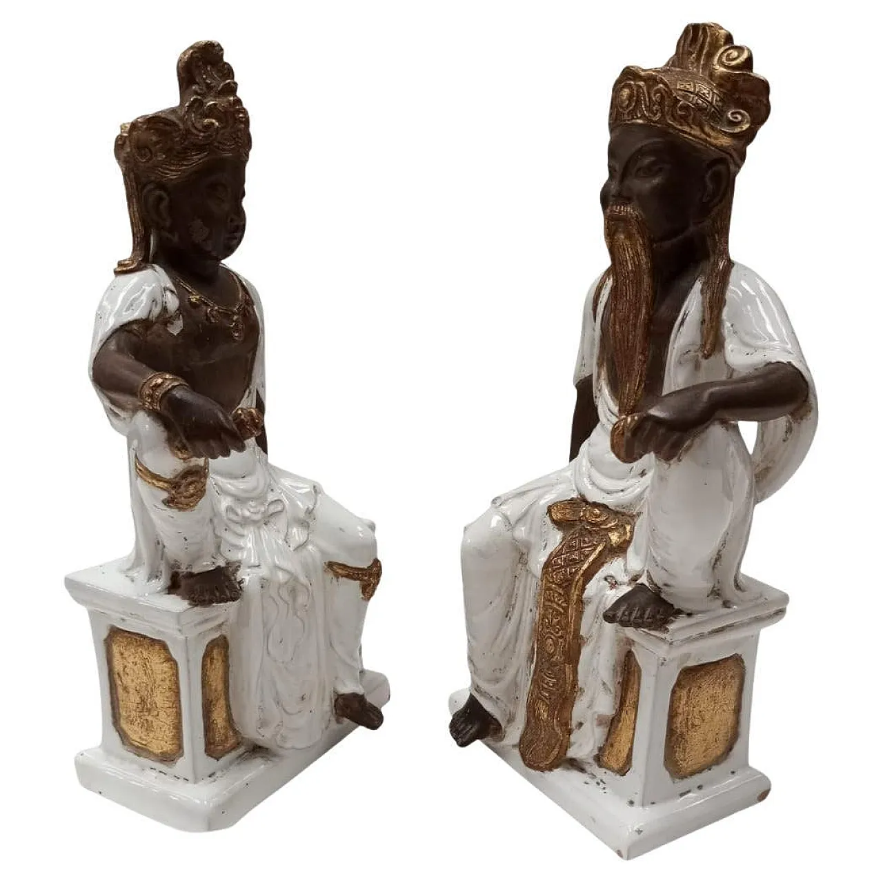 Pair of glazed ceramic sculptures by Ugo Zaccagnini & sons, 1960s 1