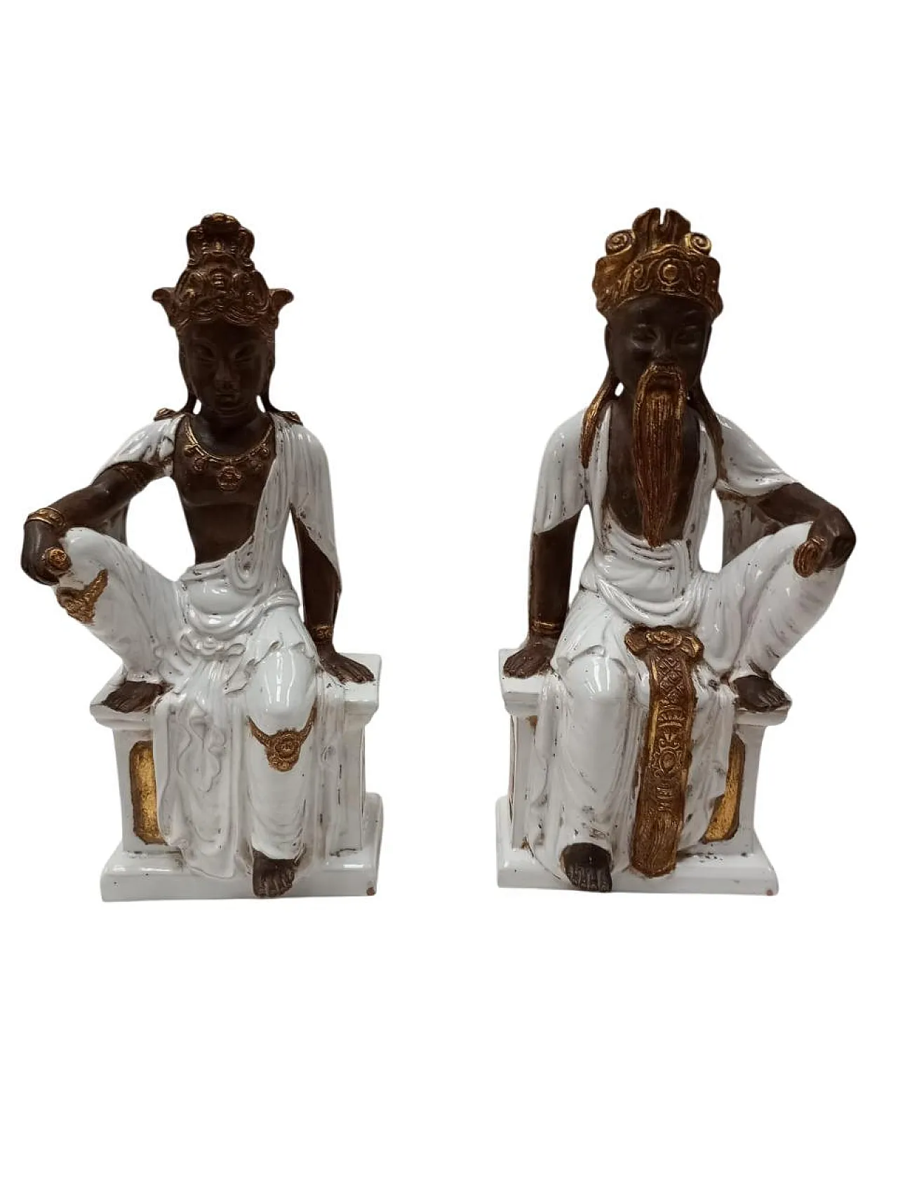 Pair of glazed ceramic sculptures by Ugo Zaccagnini & sons, 1960s 2