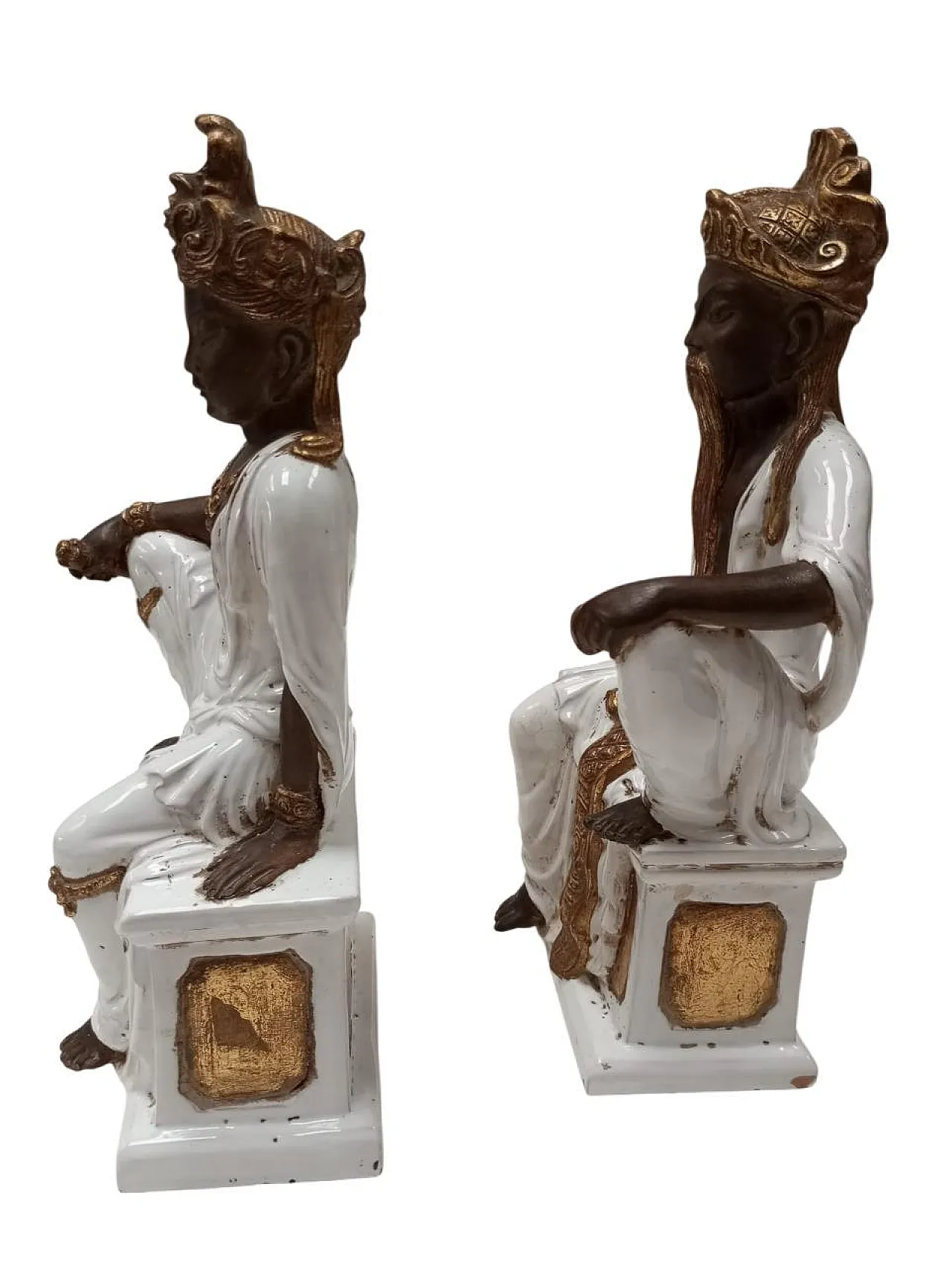 Pair of glazed ceramic sculptures by Ugo Zaccagnini & sons, 1960s 3