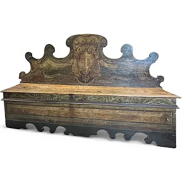 Baroque bench painted  with coat of arms, 17th century