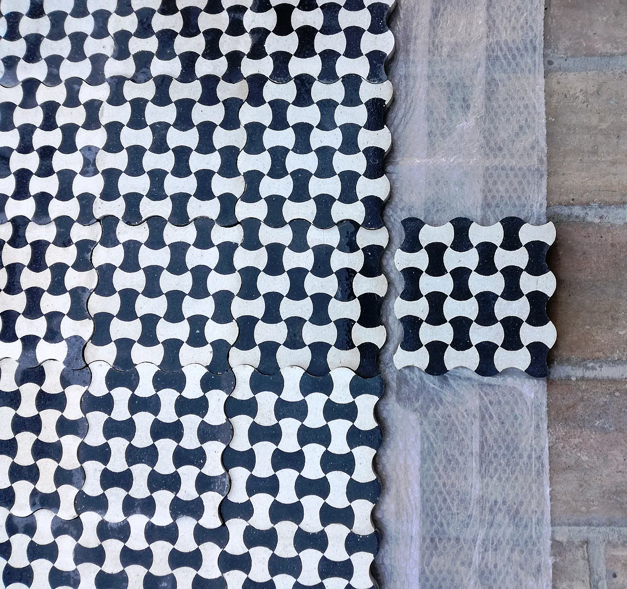 Cement tiles with bow tie pattern, 1920s 3